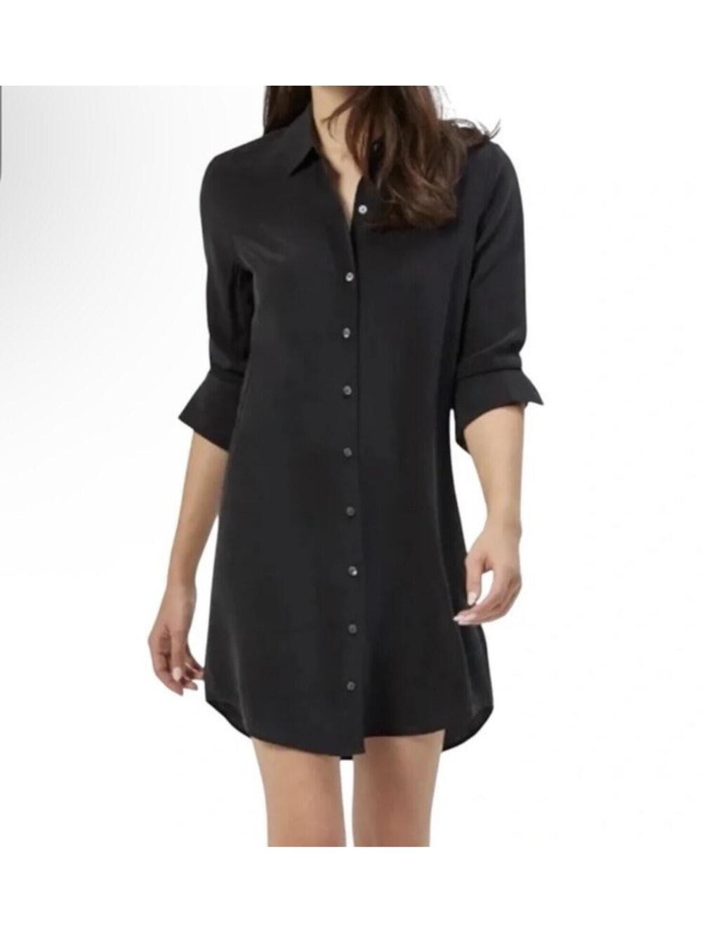 New Equipment Essential Silk Shirt Dress In Black Size M $325 - Picture 2 of 12